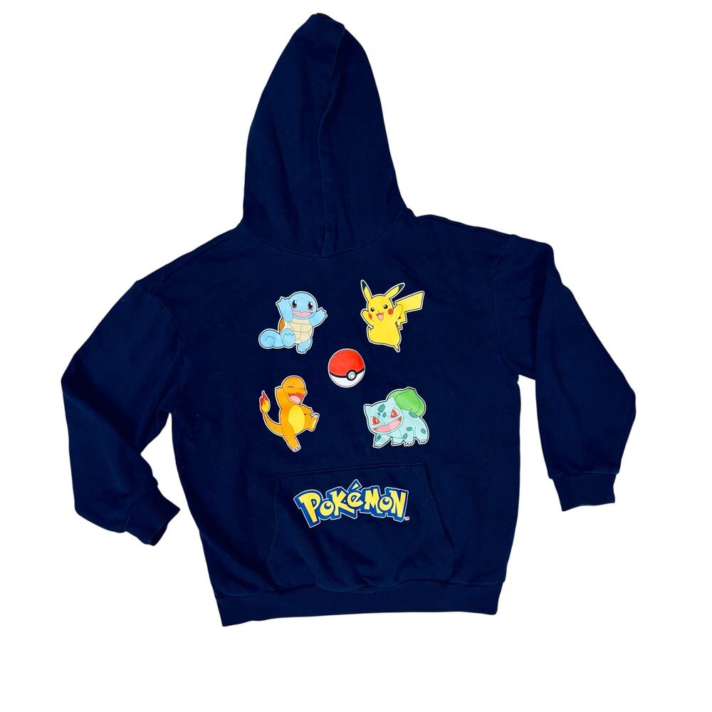 Nintendo Pokémon Characters Pikachu Graphic Fleece Hoodie in navy blue Youth Med